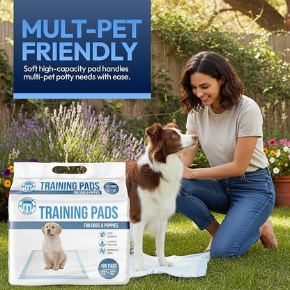 Training Pads for Dogs & Puppies, Super Absorbent, Leak-Proof Protection, Odor-Neutralizing, Disposable Puppy Pads Essentials 22"x22" 100 Count - BROOKLYN PET GEAR