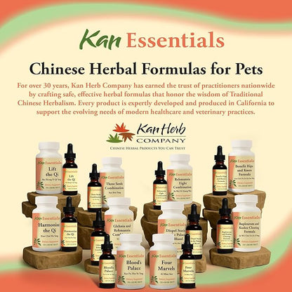 Kan Herb Company Benefit Hips and Knees Formula – Traditional Chinese Herbal Blend for Dogs and Cats to Support Joint Comfort, Mobility, & Digestive Balance, Liquid Herbal Supplement for Pets, 1 fl oz