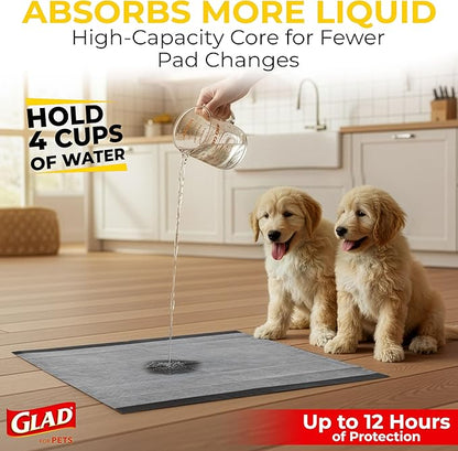 Glad for Pets Black Charcoal Puppy Pads, All-in-One | Puppy Potty Training Pads That Absorb & NEUTRALIZE Urine Instantly | New & Improved Quality Puppy Pee Pads, 14 Count