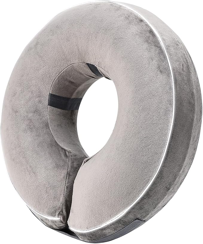 Inflatable Reflective Dog Cone Collar Alternative After Surgery,Doggie Recovery Dount Neck Ecollar,Adjustable Soft Dog Cone Collar for Small Medium Large Dogs (Grey, M)