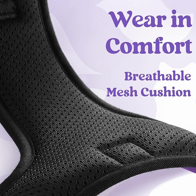 rabbitgoo Dog Harness Medium Sized, No Pull Pet Harness with 3 Buckles, Adjustable Soft Padded Vest with Control Handle, Walking Reflective Pet Vest for Medium Dogs, Purple, M