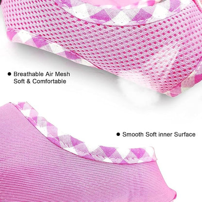 SuperBuddy Upgraded Soft Mesh Dog Harness, Super Breathable Lightweight Pet Harnesses for Puppy Dogs Outdoor Walking, Pink Dog Harness and Dog Leash Set Packing -XSmall