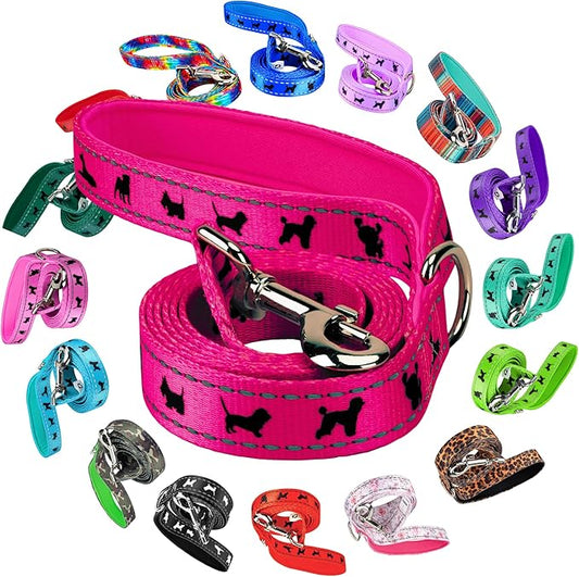 EcoBark Dog Leash - Soft & Reflective Comfort Leashes with Padded Handle - Strong Durable Heavy Duty - Training and Pulling for Small, Medium or Large Dogs (Pink)