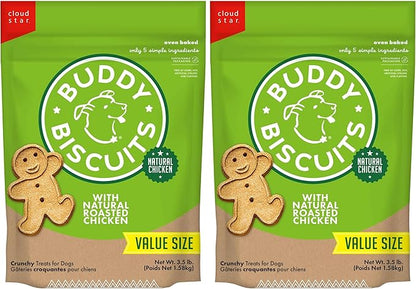 Buddy Biscuits 3.5 lbs. Bag of Crunchy Dog Treats Made with Roasted Chicken,(Pack of 2)