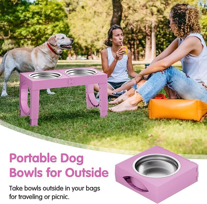 XIAZ Elevated Dog Bowls Large Breed Raised Dogs Bowl Stand Large/Medium Sized Dog Stainless Steel Food Water Bowl Stands 5 Heights Adjustable 9/11/12/14in Pet Feeder Dish Station