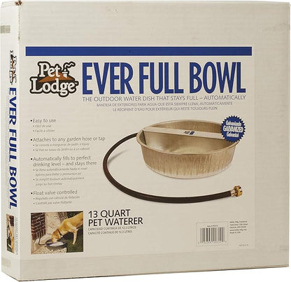 LITTLE GIANT Automatic Pet Waterer - Pet Lodge - Steel Ever Full Pet Bowl, 13 Quart (Item No. PW13)