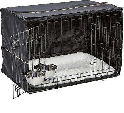 MidWest Homes for Pets Intermediate Double Door iCrate Starter Kit, 36-inch Dog Crate Bundle for Medium to Large Breeds, Includes Cage, Pet Bed, 2 Bowls and Privacy Cover