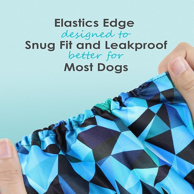 wegreeco Washable Male Dog Belly Band (Stylish Pattern)- Pack of 3 - Male Dog Belly Wrap, Dog Diapers Male (Abstract Geometrical Blue, X-Small)