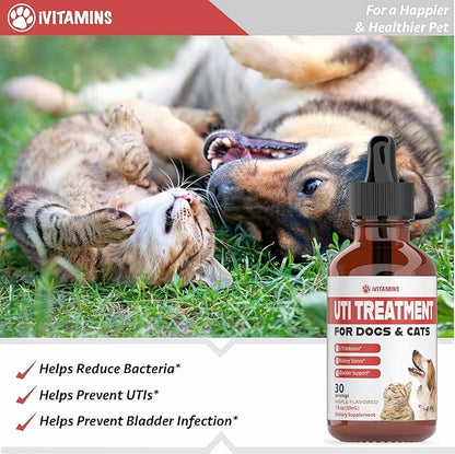 Cat & Dog UTI Treatment - UTI Medicine for Dogs - Cat UTI Treatment - Dog UTI Treatment - May Help with UTI's, Incontinence, Bladder Stones & More - 1 fl oz