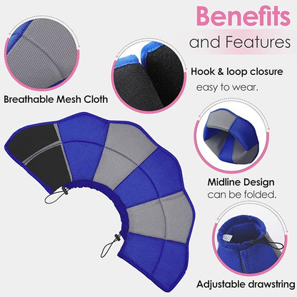 AOFITEE Large Dog Cone - Soft Dog Cone Stop Licking, Adjustable Extra Large Cones Dogs for Wound Healing, Pet Elizabethan Cones Collar After Surgery, XL Fabric Pet E-Collar, Blue X-Large