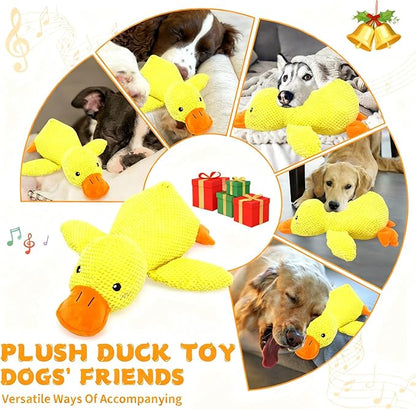 Dog Calming Duck Toy, 2026 New Interactive Plush Duck Toy with Quack Sound and Crazy Crinkle for Dogs Keep Busy, Soft Stuffed Calming Pillow for Puppy Reduce Boredom -Yellow, 17.7"x14.9"(L)