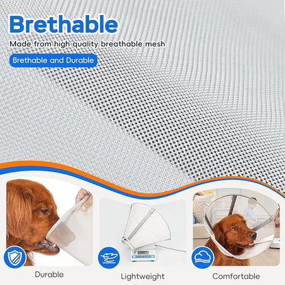 Breathable Mesh Dog Cone Collar for Surgery, Soft Elizabethan Recovery Alternative to Stop Licking,Pet Neck Collar for Large Medium Small Breeds(Grey,7)