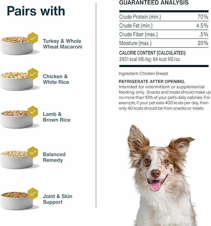 JustFoodForDogs Single Ingredient Healthy Dog Treats and Dog Snacks, Jerky Treats, Human Grade, Preservative and Grain Free, Rawhide Free Chews, Low Calorie Treat - Chicken Breast, 2.5 oz Pack of 4