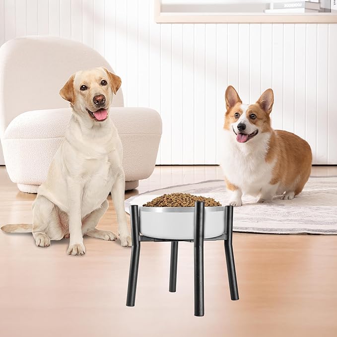 PROERR Lifted Dog Bowl Stand - Without Bowls, Single Raise Pet Food Table Adjustable Wide 7-11", Tall 10" - Bowl Stand Size Optional, Dog Bowls Holder Elevated for Small Medium Large Dogs Breed