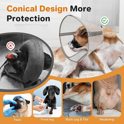 Breathable Mesh Dog Cone Collar for Surgery, Soft Elizabethan Recovery Alternative to Stop Licking,Pet Neck Collar for Large Medium Small Breeds(Light Grey,4)