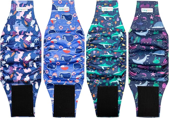 Male Dogs Diapers Belly Bands(4Pack), Washable Reusable Male Boy Doggy Wraps Panties for Doggie Puppy Pooping Potty Training Incontinence Marking Pañal para Perro XX-Large