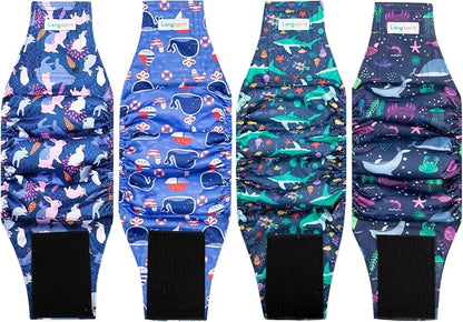 Male Dogs Diapers Belly Bands(4Pack), Washable Reusable Male Boy Doggy Wraps Panties for Doggie Puppy Pooping Potty Training Incontinence Marking Pañal para Perro XX-Large