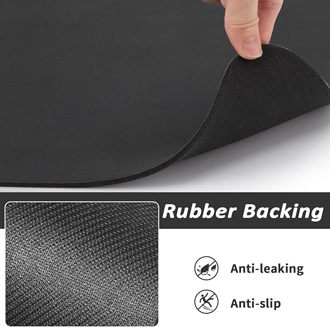HotLive Dog Food Mat - Absorbent Cat Mat for Food and Water, No Stains Pet Feeding Bowl Mat, Easy to Clean Pet Placemats, Quick Dry Dog Water Dispenser Mat for Messy Drinkers | Black 12"x 19"