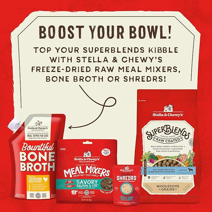 Stella & Chewy's SuperBlends Raw Coated Wholesome Grains Wild-Caught Whitefish & Salmon Recipe with Superfoods, 21 lb. Bag