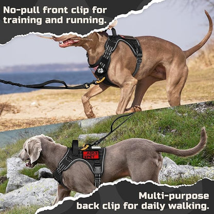 rabbitgoo Tactical Dog Harness for Large Dogs, No Pull Military Service Vest with Handle & Molle, Easy Control for Training Walking, Adjustable Reflective Straps, Black, L