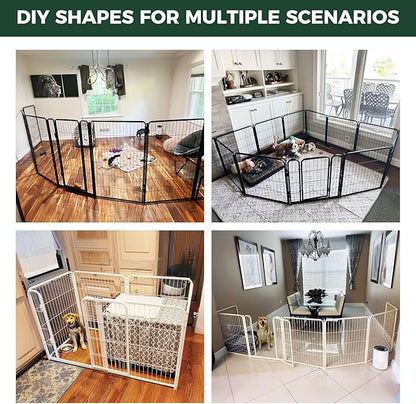 FXW Homeplus Unleashed Indoor Dog Playpen - Stress-Free and Safe Play, Heavy Duty 32 Inch 16 Panels Dog Pen for Small and Medium Dogs, White│Patented