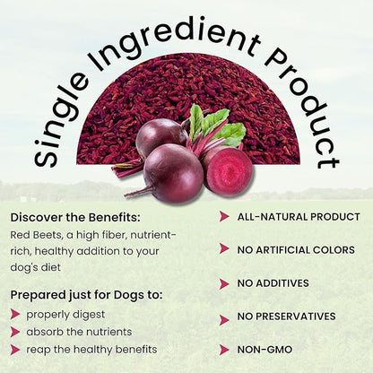 Olewo Original Red Beets for Dogs – Internal Support Dog Food Topper for Skin Sensitivity and Overall Balance, Prebiotic Fiber and Whole Food Nutrients, 2.2 lbs