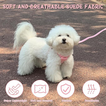 Guiding Star Dog Harness Small Sized Dog with Multifunction Leash, No Pull Puppy Dog Harness and Leash Set Training, Cute Soft Adjustable Dog Walking Harness Pet Vest Harness (Pink-XXS)