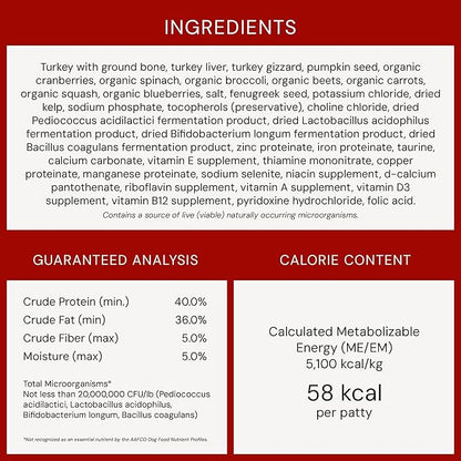 Stella & Chewy's Freeze-Dried Raw Dinner Patties - Turkey Recipe - High Protein Grain-Free Puppy & Dog Food - Perfect For Picky Eaters - 5.5 oz