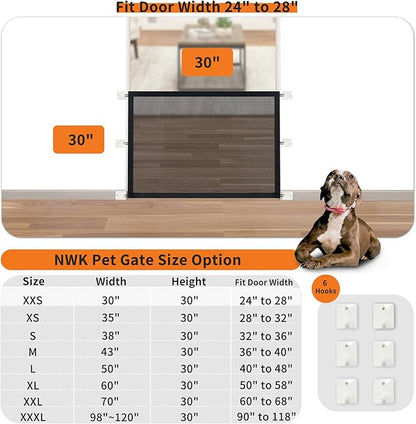 NWK Magic Dog Gate for Stairs Pet Gate for The House Providing a Safe Enclosure for Pets to Play and Rest, 6 Hooks Design (30'' X 30'')