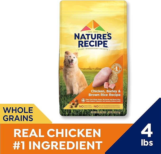 Nature's Recipe Dry Dog Food, Chicken, Barley & Brown Rice Recipe, 4 lb. Bag