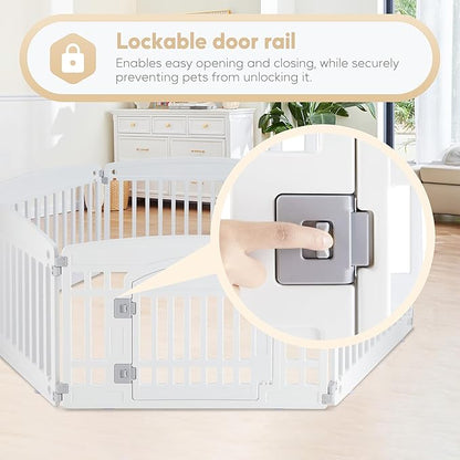 Simple Deluxe Dog Playpen, 24" Exercise 6-Panel Pet Playpen with Door, Safe and Secure, Folding and Portable Puppy Playpen for Puppies and Small Dogs, White