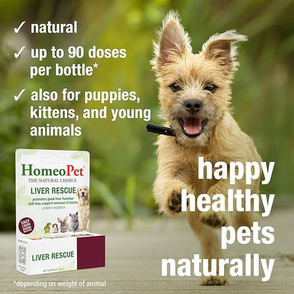 HomeoPet Liver Rescue, Safe and Natural Liver-Support Supplement for Cats, Dogs, and Other Small Animals, 15 Milliliters