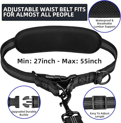 Uppetly Hands Free Double Dog Leash with Pouch, Dual Leash for 2 Dogs with Reflective Padded Handles, Durable Bungee and Lumbar Waist Belt for Walking, Jogging and Running (Small, 8-25 lbs)
