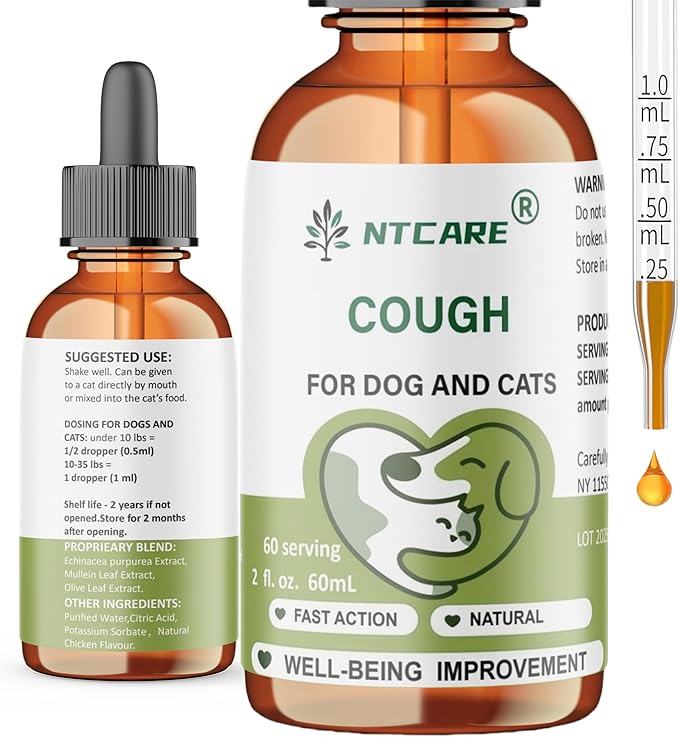 Kennel Cough Drops for Dogs & Cats Cough Relief Dry and Wet Pet Cough Allergy Relief - for Dogs of All Breeds & Sizes-2 Oz