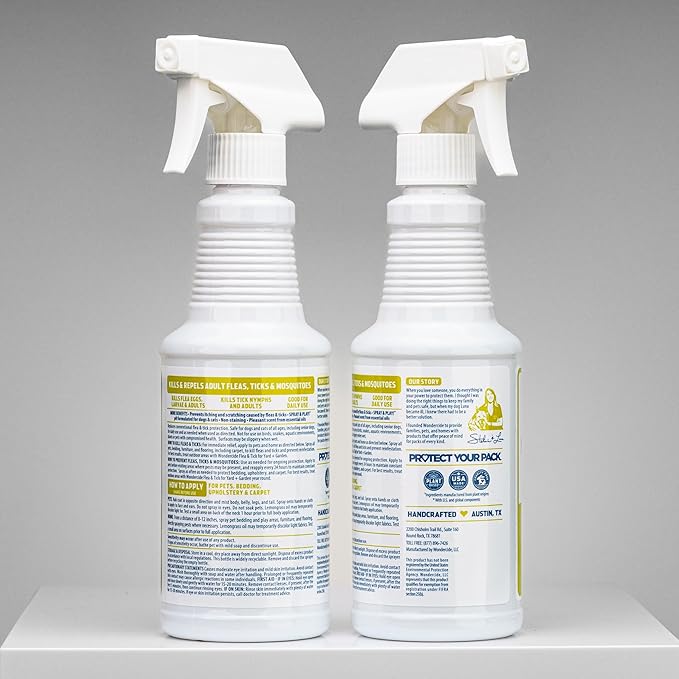 Wondercide - Flea, Tick & Mosquito Spray for Dogs, Cats, and Home - Flea and Tick Killer, Control, Prevention, Treatment - with Natural Essential Oils - Pet and Family Safe - Lemongrass 32 oz