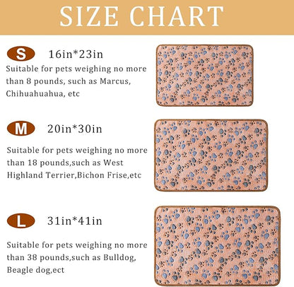 1 Pack 3 Blankets Super Soft Fluffy Premium Fleece Pet Blanket Flannel Paw Printed Throw for Dog Puppy Cat (Medium 30x20'', White, Pink, Blue)