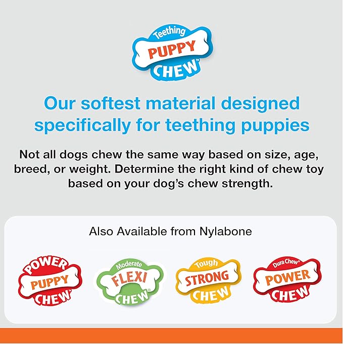 Nylabone Puppy Chew Teething Bone, Soothing Chew Toys for Teething Puppies, Puppy Enrichment, Chicken Flavor, Small Dogs - Up to 25 Ibs., 1 Count
