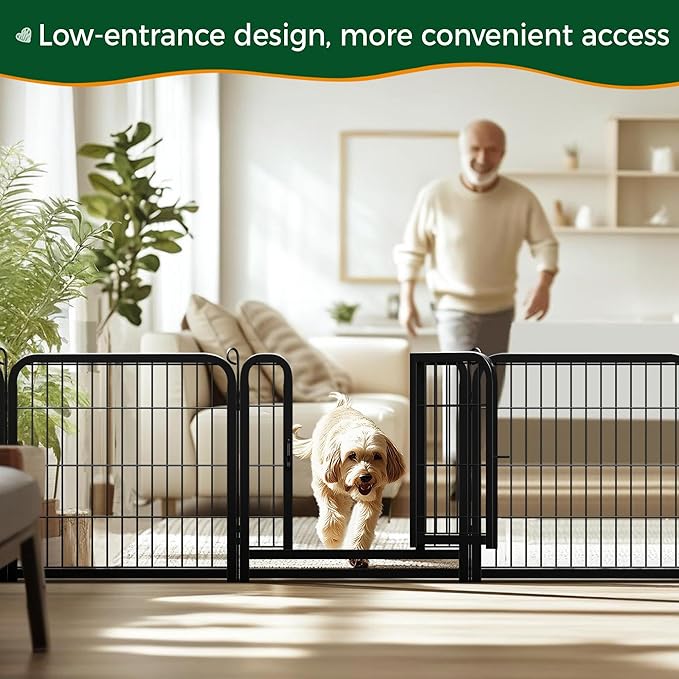 Yaheetech Dog Playpen Outdoor, 24 inch 6 Panels Dog Pen Indoor Heavy Duty Puppy Exercise Pen Metal Pet Fence for RV Camping/Yard/Garden
