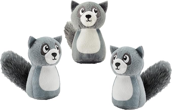 Outward Hound Squeakin' Raccoon Hide A Puzzle Plush Replacement Dog Toys - 3 Pack