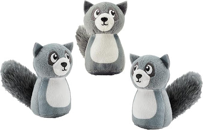 Outward Hound Squeakin' Raccoon Hide A Puzzle Plush Replacement Dog Toys - 3 Pack