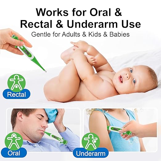 Digital Thermometer for Adults & Kids, Cartoon Design Oral Thermometer for Babies, Accurate Body Temperature Reading in 60 Seconds,with Fever Alert Sound Feature (1)