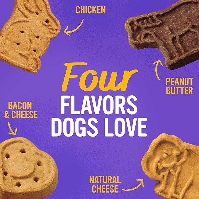 Blue Dog Bakery More Crunch Large Assorted Flavors, Dog Biscuits, Healthy Treats, All Natural, Bacon, Chicken, Cheese, Peanut, 43.2 oz (Pack of 1)