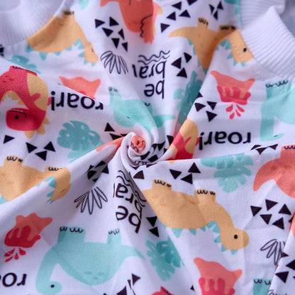 PetWarm Post Neuter Surgery Suit for Dogs Male, E Collar Alternative for Dogs After Surgery, Anti-Licking Dog Surgery Recovery Suit Dog Bodysuit, Dinosaur Pattern, White, 2XL