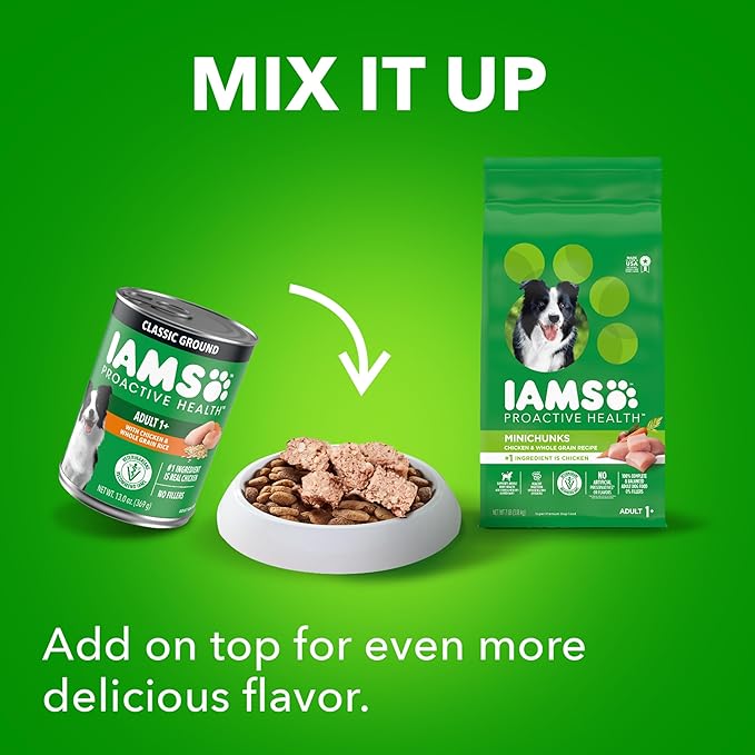 IAMS Proactive Health Wet Dog Food Adult, Canned Dog Food, Chicken Chunks in Gravy, 13 oz. Cans, Pack of 12