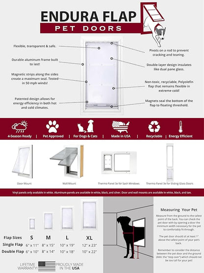 Endura Flap Single Flap Pet Door for Door Installations | Stylish for Interior & Exterior Doors | Durable Aluminum Frame & Weatherproof Dual-Layer Flap | Black, XL, Single Flap