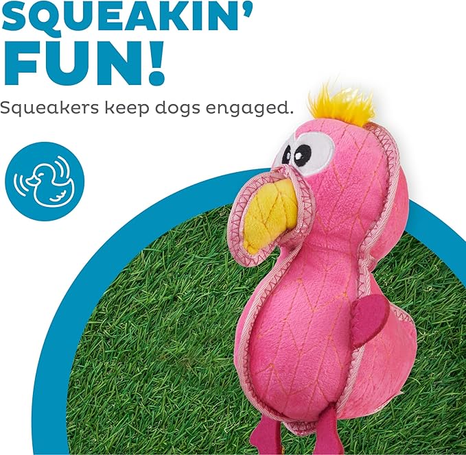 Outward Hound Xtreme Seamz Flamingo Squeaky Durable Dog Toy