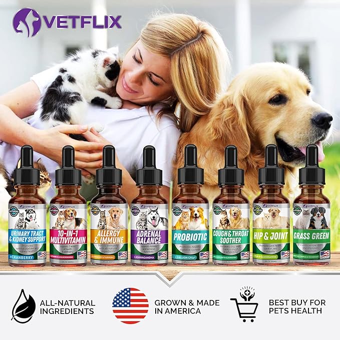 Allergy and Immune Drops for Dogs, Cats, Puppies and Kittens - Natural Supplement with Turmeric and Milk Thistle - Seasonal Allergy Relief and Immune Support - 2 Fl Oz