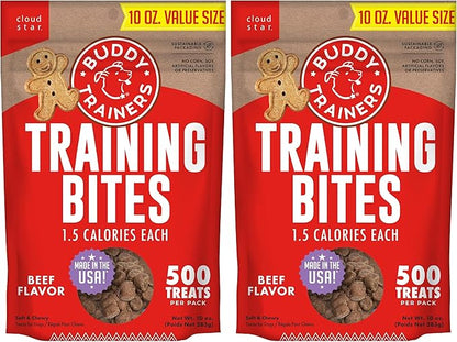 Buddy Biscuits Trainers Training Bites Soft & Chewy Dog Treats, Beef, 10 oz. Bag (Pack of 2)