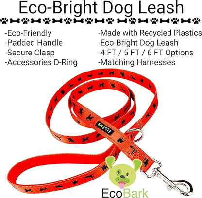 EcoBark Dog Leash - Soft & Reflective Comfort Leashes with Padded Handle - Safe, Strong, & Durable for Small, Medium or Large Dogs (Sky Blue)