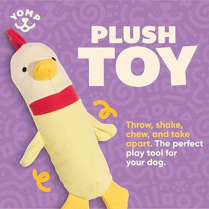 Yomp Chicken Dog Toy – Durable Stuffed, No Squeaker Dog Toys with Natural Canvas and Crinkle Paper – Interactive Stuffed Animal for Dogs (Clucky)